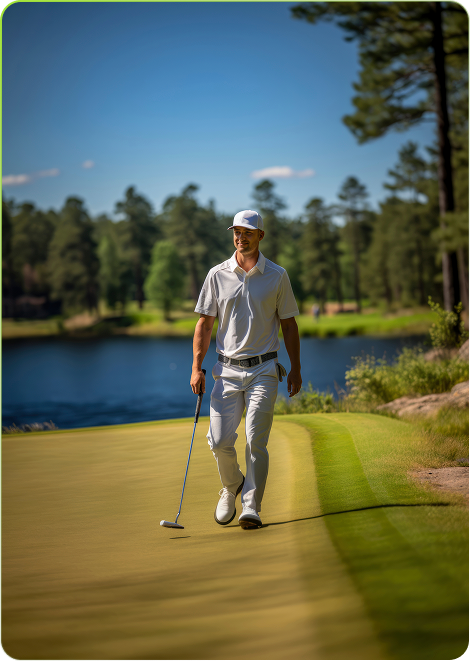 Golfer walking on course
